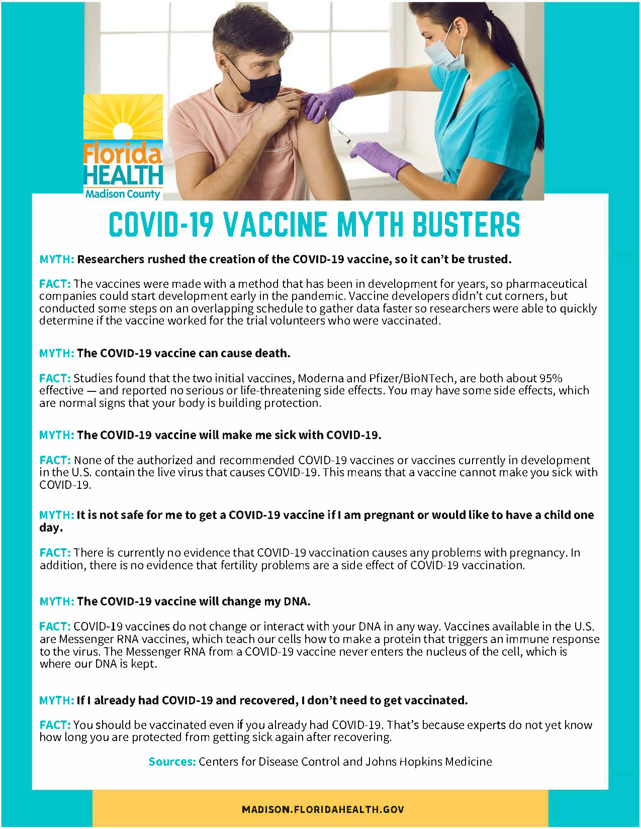 COVID-19 Vaccine Myth Busters Florida Health Madison County