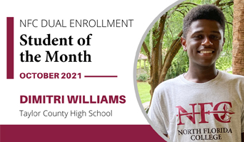 Dimitri Williams is October 2021 NFC Dual Enrollment Student of the Month Image