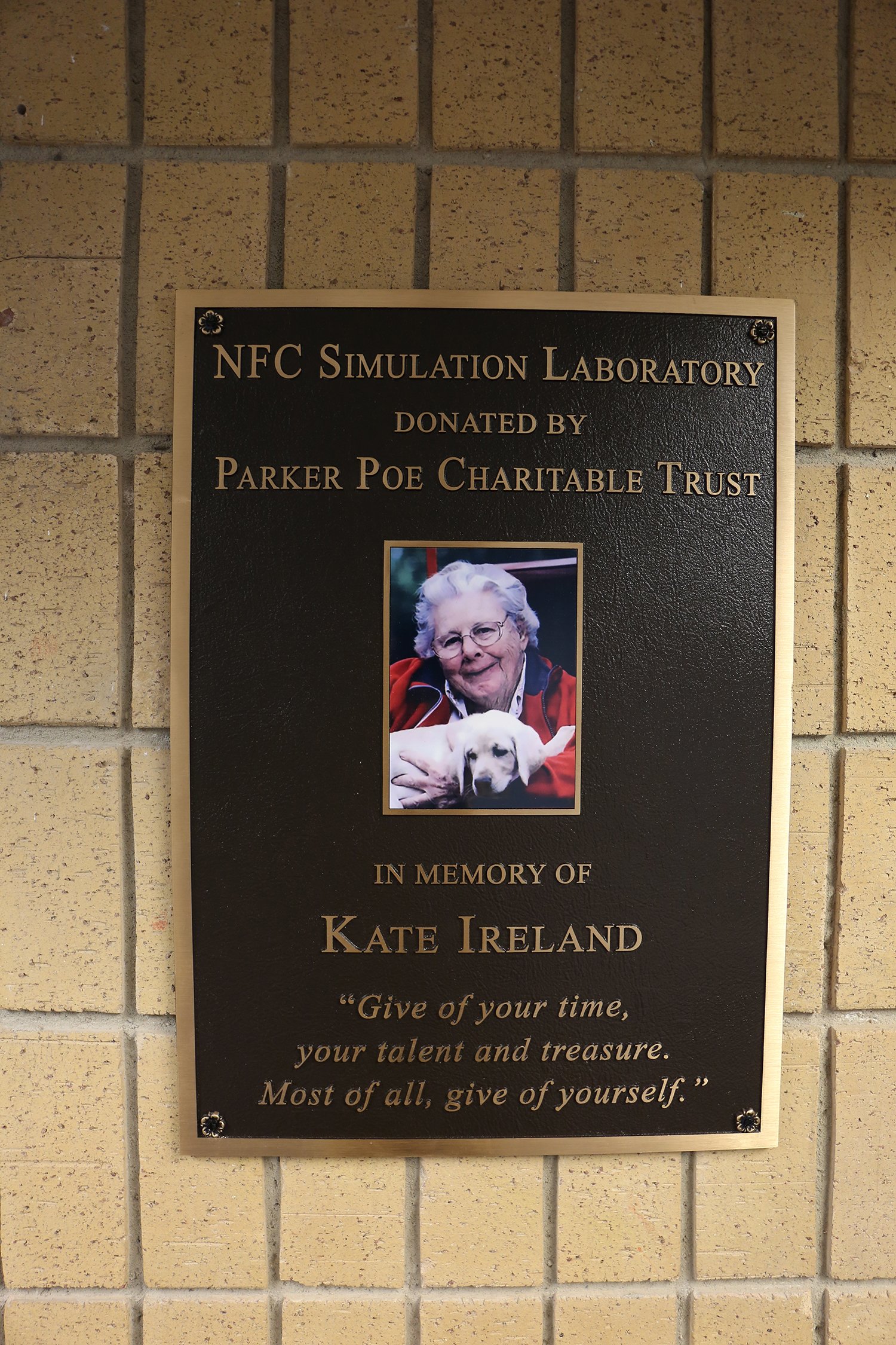 Kate Ireland Nursing Simulation Lab Plaque 2020