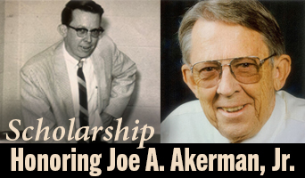 Scholarship established honoring Joe A Akerman Jr
