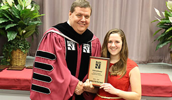 NFCC President Grosskopf presents Claire Jolicoeur with 2017 Student of the Year award