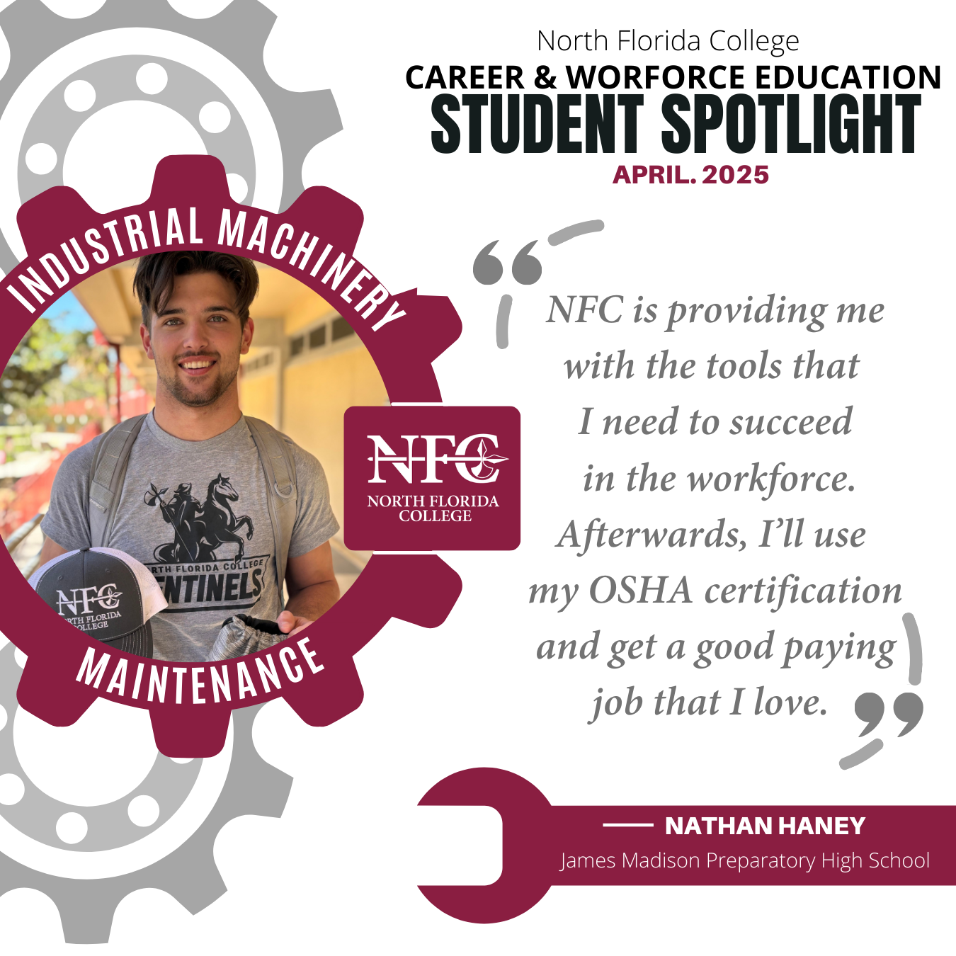 Nathan Haney - Dual Enrollment Student for April