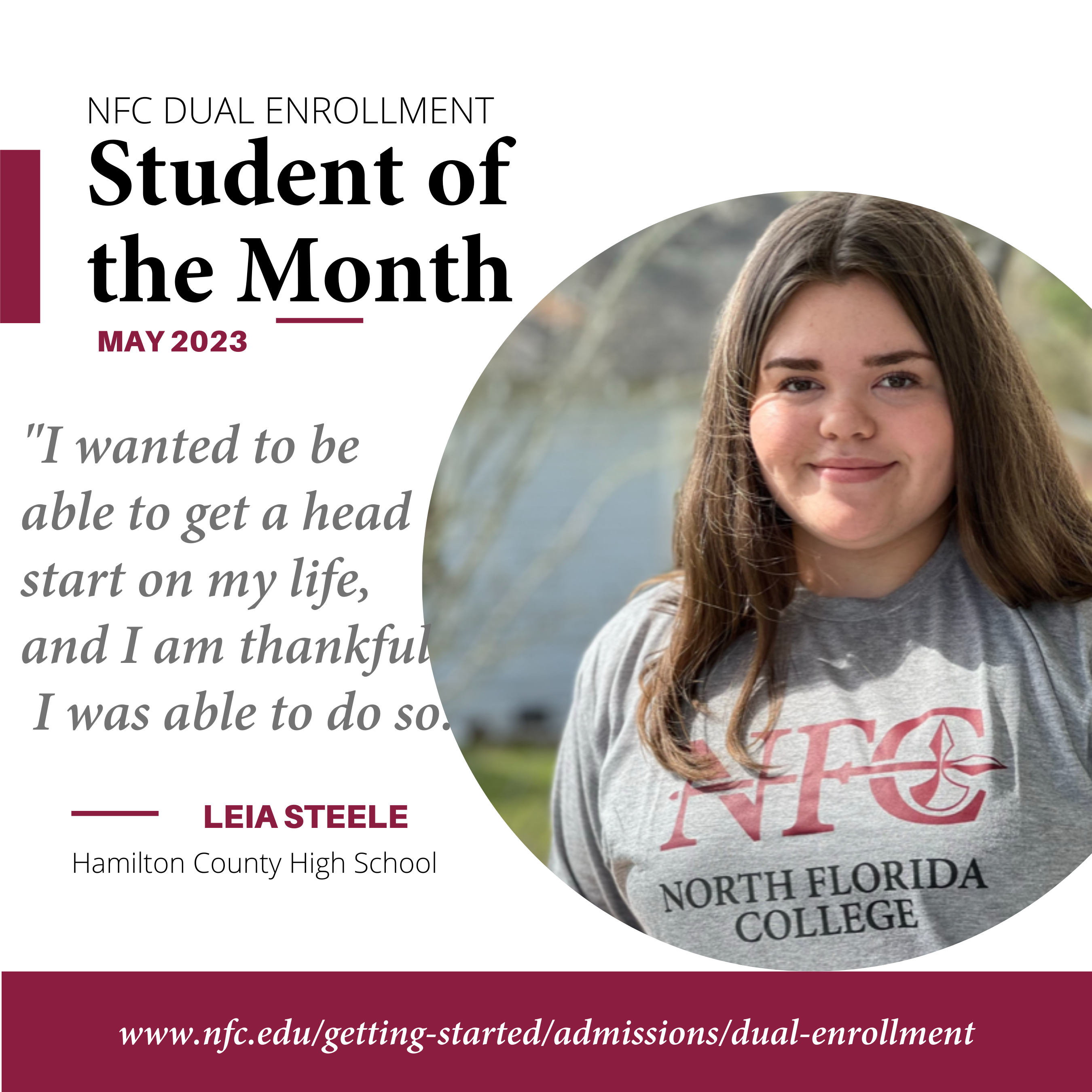 May Dual Enrollment Student of the Month May Dual Enrollment Student of the Month